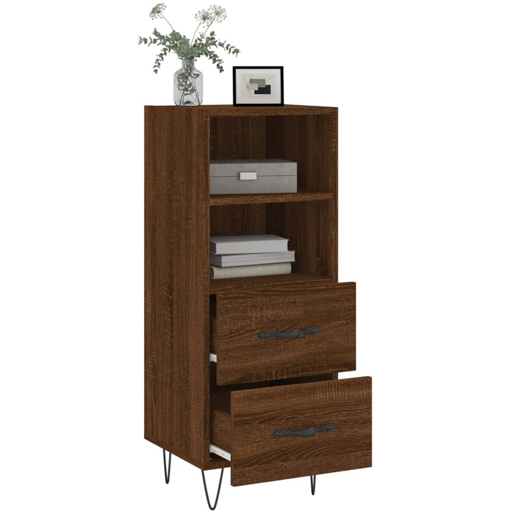vidaXL 2 Drawer 2 Shelf Brown Oak Sideboard Image 4