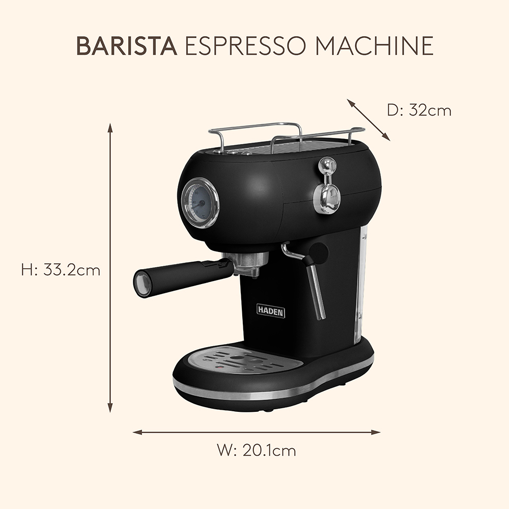 Haden Barista Pro 215796 16 Bar Black Espresso Machine Image 9