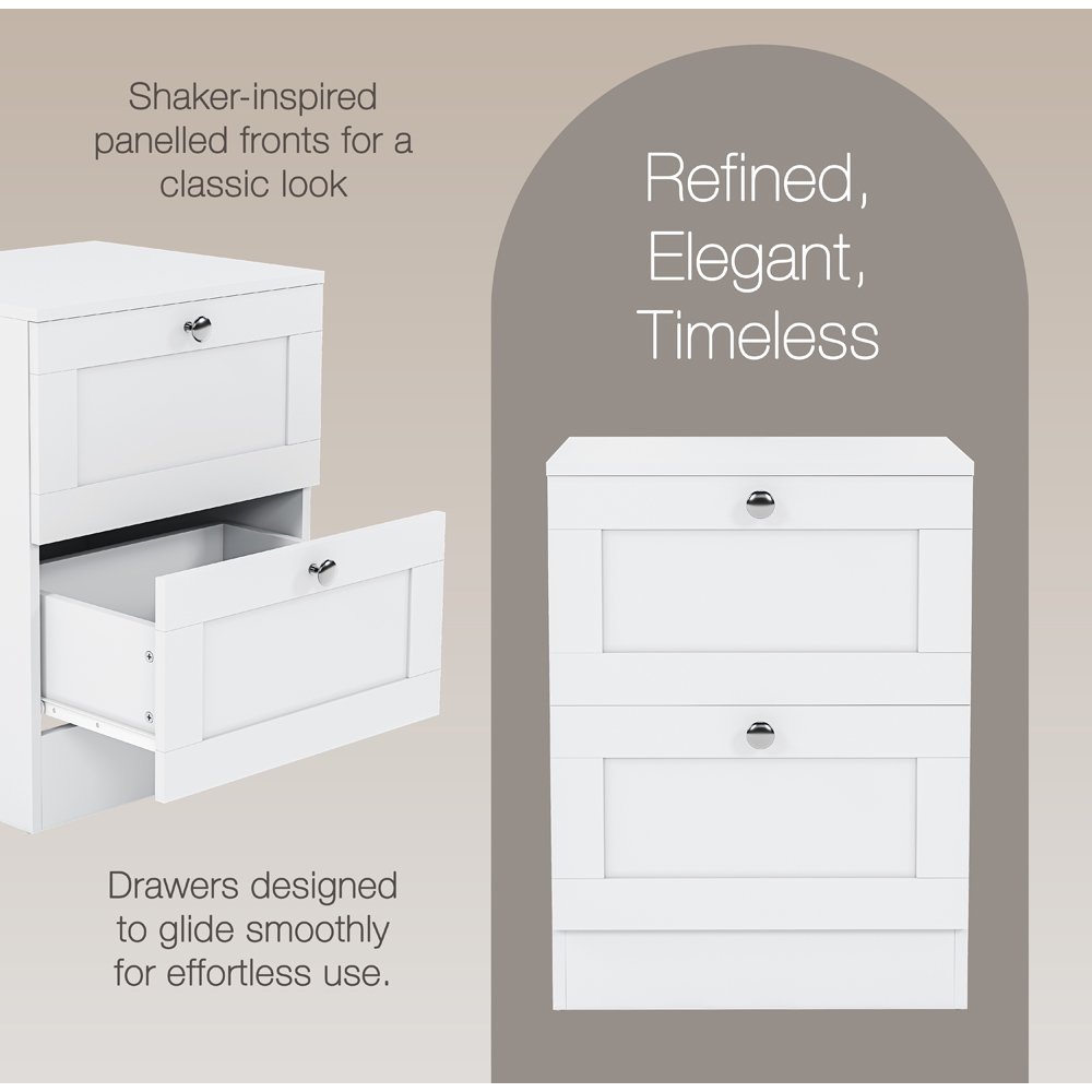 VIDA DESIGNS Altino 2 Drawer White Shaker-Style Bedside Chest Image 6