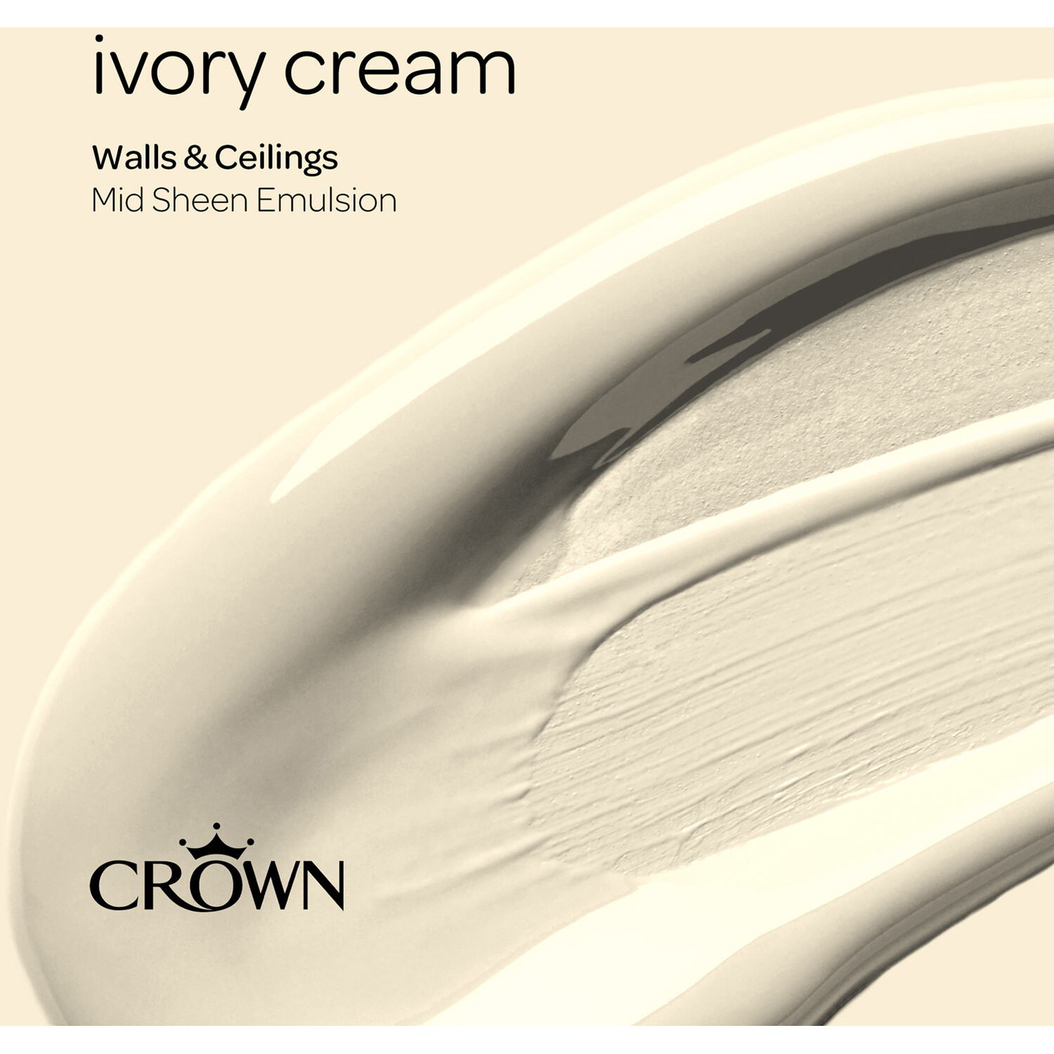 Crown Walls & Ceilings Ivory Cream Mid Sheen Emulsion Paint 2.5L Image 4