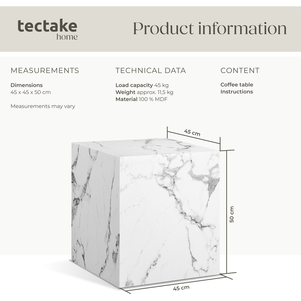 Tectake Lasley White Marble Cube Design Coffee Table Image 7