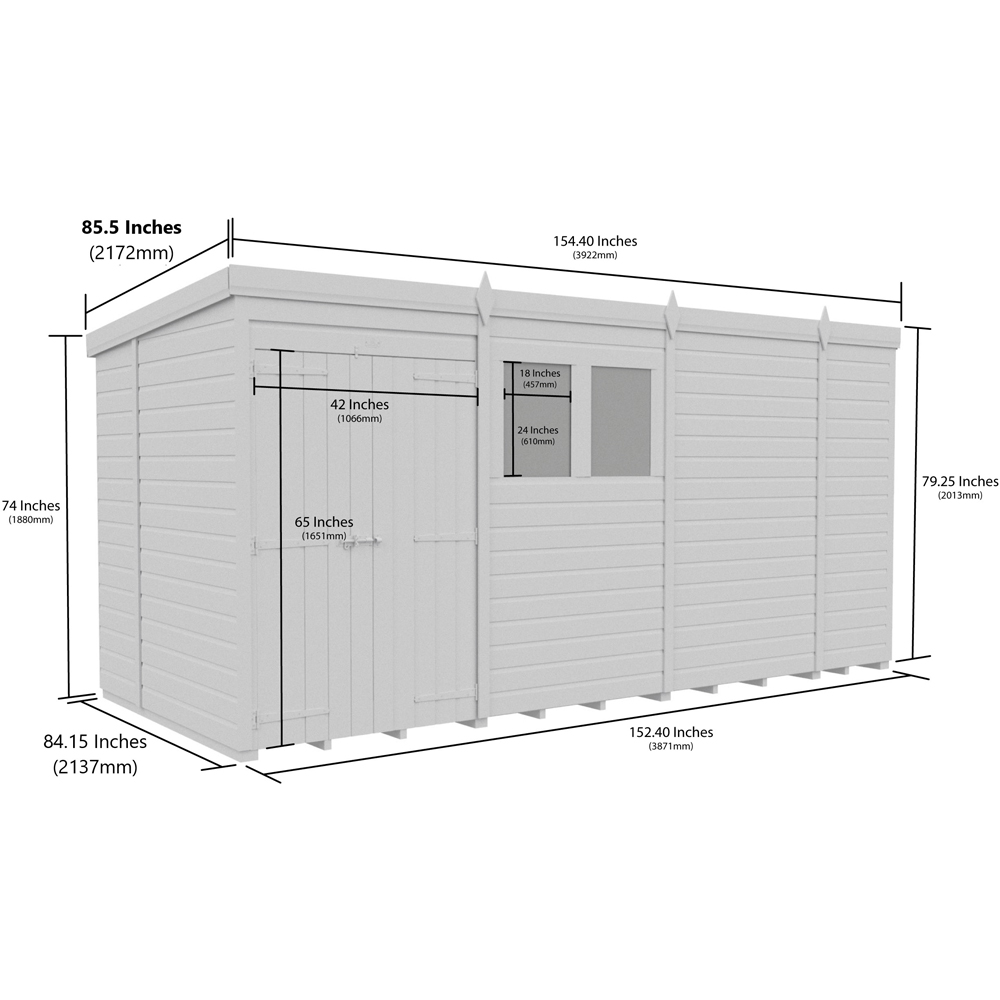 DIY Sheds 13 x 7ft Tongue and Groove Timber Pent Garden Shed Image 9