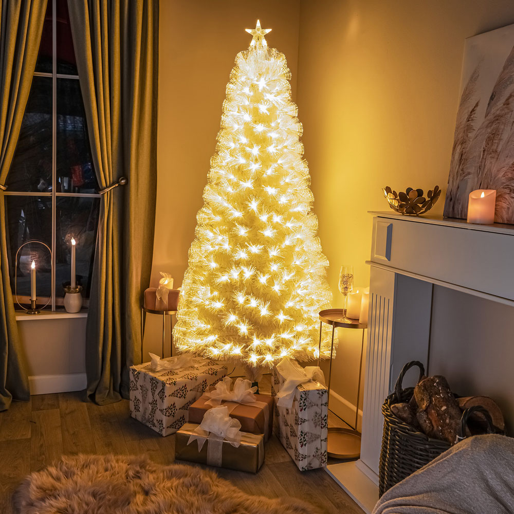 The Christmas Centre 230 Warm White LED Pre-Lit White Fibre Optic Artificial Xmas Tree 6ft Image 7