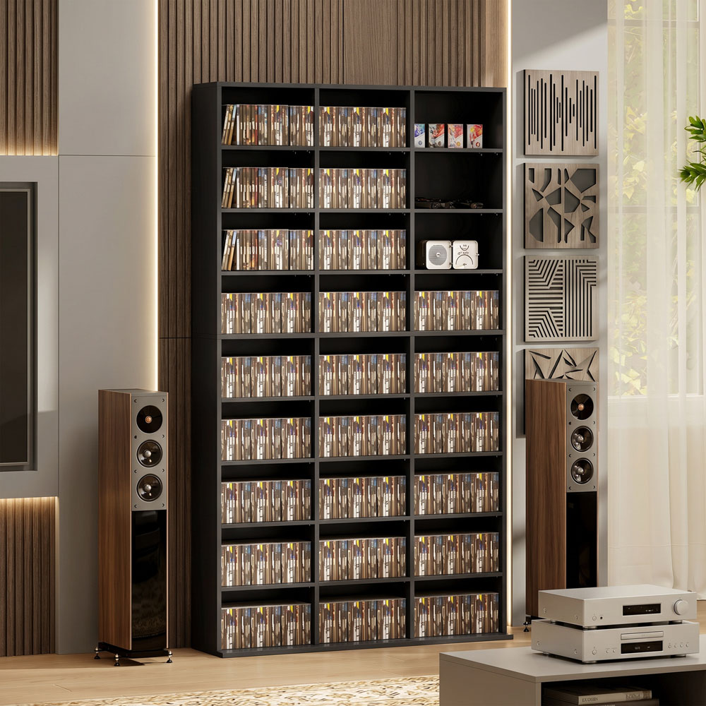 HOMCOM 27 Shelf Black DVD Storage Unit Image 3