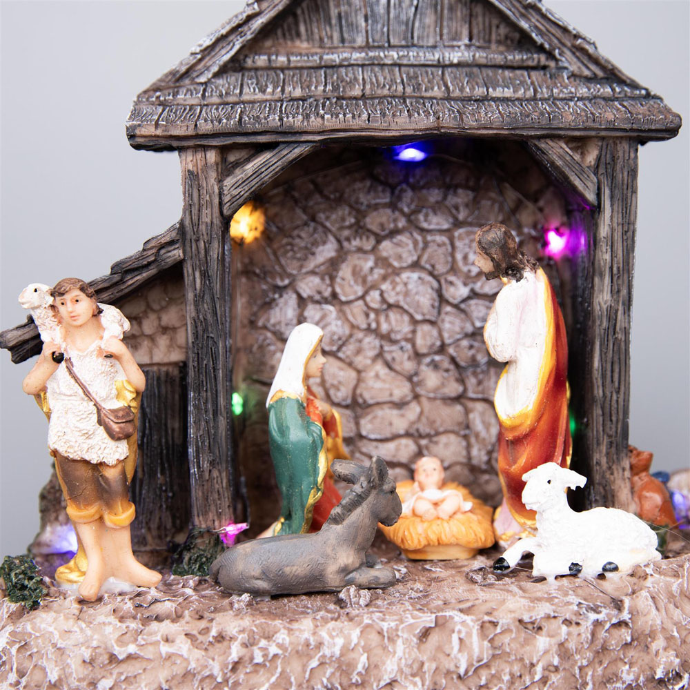 Shatchi LED Jesus Christ Birth Crib Nativity Scene Image 3