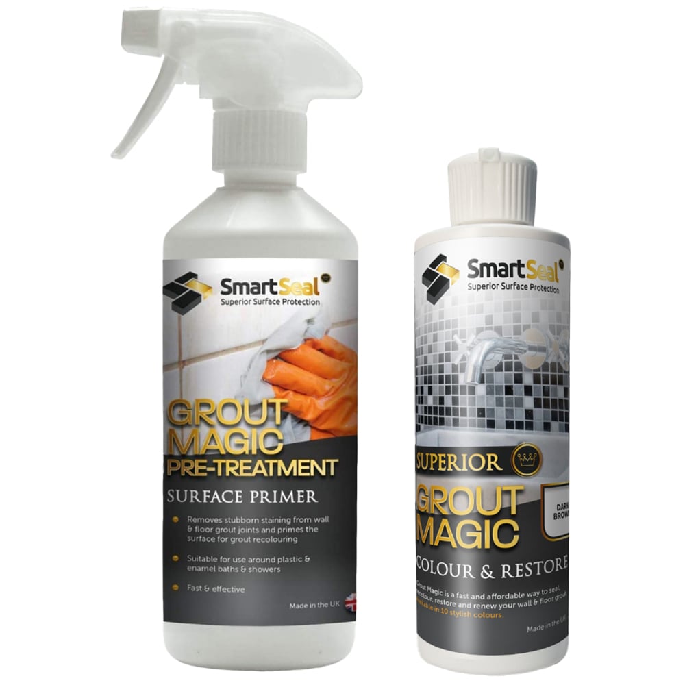 SmartSeal Grout Magic Bundle Primer 500ml and Dark Brown 237ml Image 1