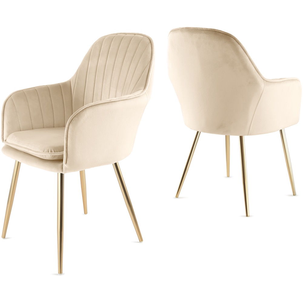 Pair of Muse Accent Chairs in Velvet Upholstery - Champagne Image 2