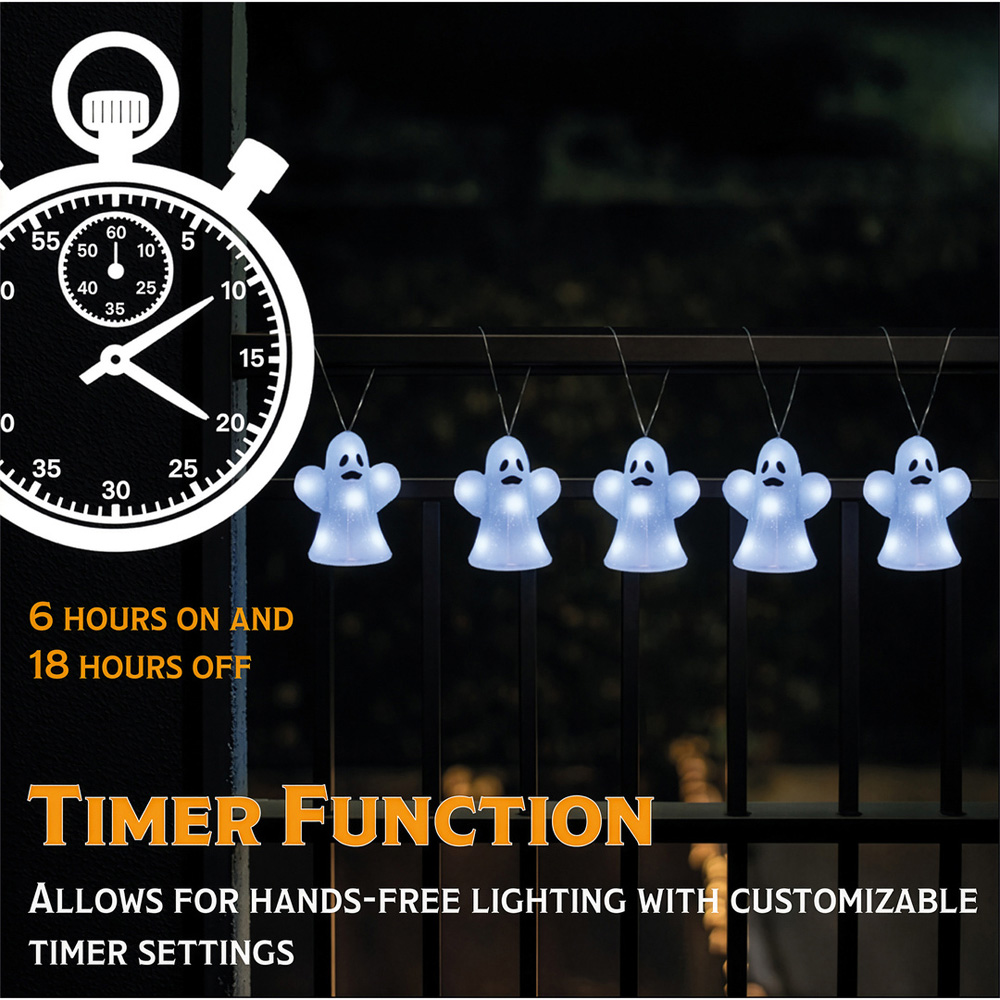 FXLab 8 White LED Acrylic Ghost Outdoor Halloween Decoration Set of 5 Image 2