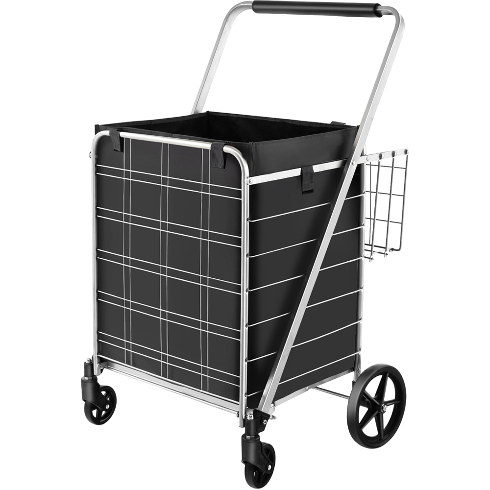 Costway White Folding Shopping Cart with Waterproof Liner Image 1