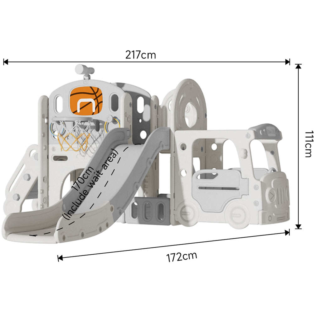 H&O Direct Kids Bus Themed Slide Playset with Basketball Hoop Image 3