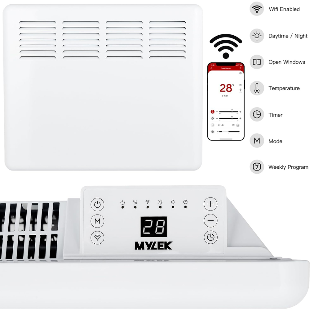 Mylek White App Controlled Panel Heater 1000W Image 6