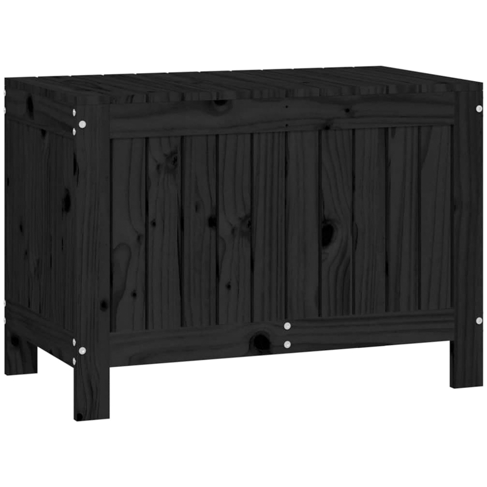 vidaXL 54 x 76 x 42.5cm Black Pine Wood Garden Storage Box Image 1