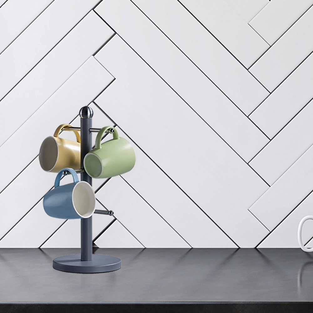 Innoteck Essentials Grey Stainless Steel Mug Tree with 6 Cup Holder Image 2