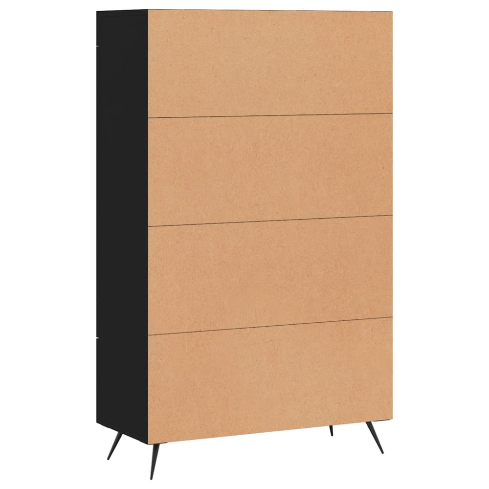 vidaXL 2 Glass Door Single Drawer Black Highboard Image 8