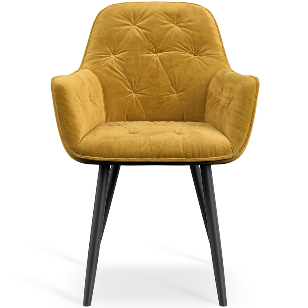 Furniture Online Anika Set Of 2 Mustard Velvet Padded Seat Dining Chair Image 3