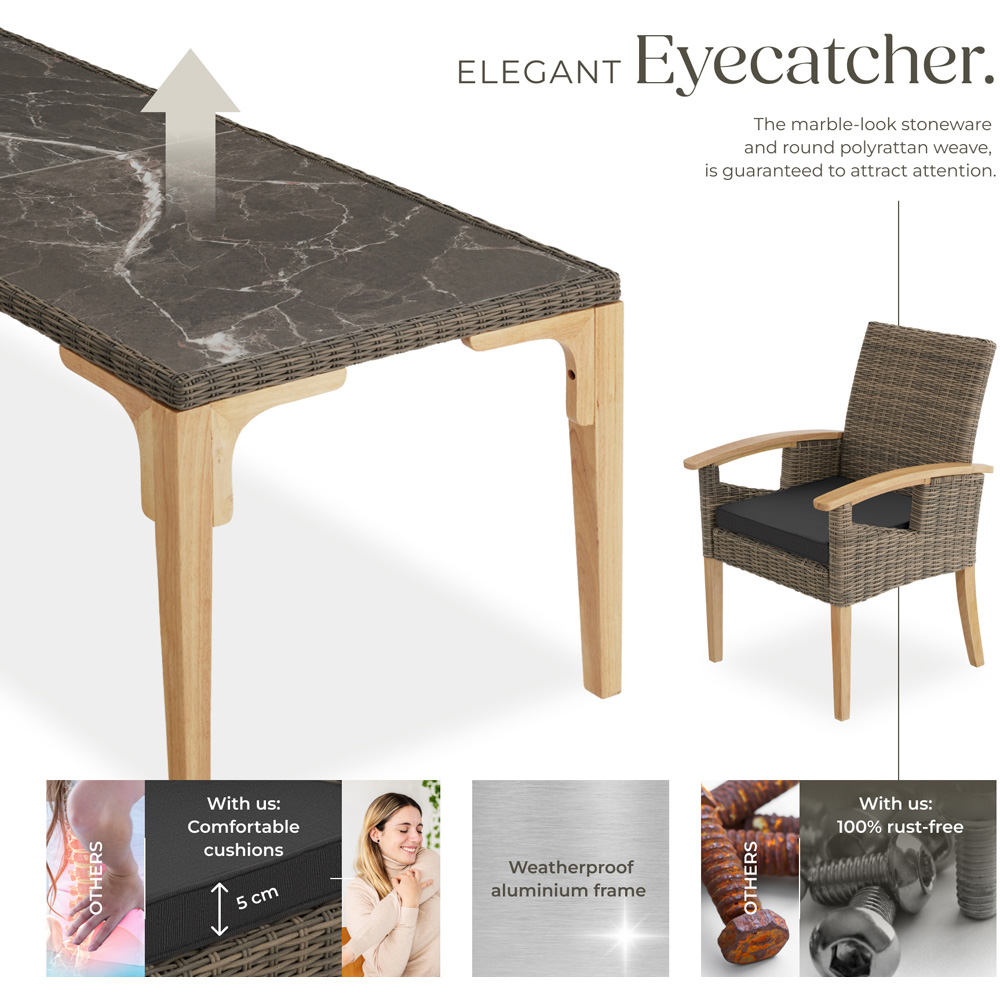 tectake Foggia Rosarno 6 Seater Rattan Garden Dining Set Natural Image 3