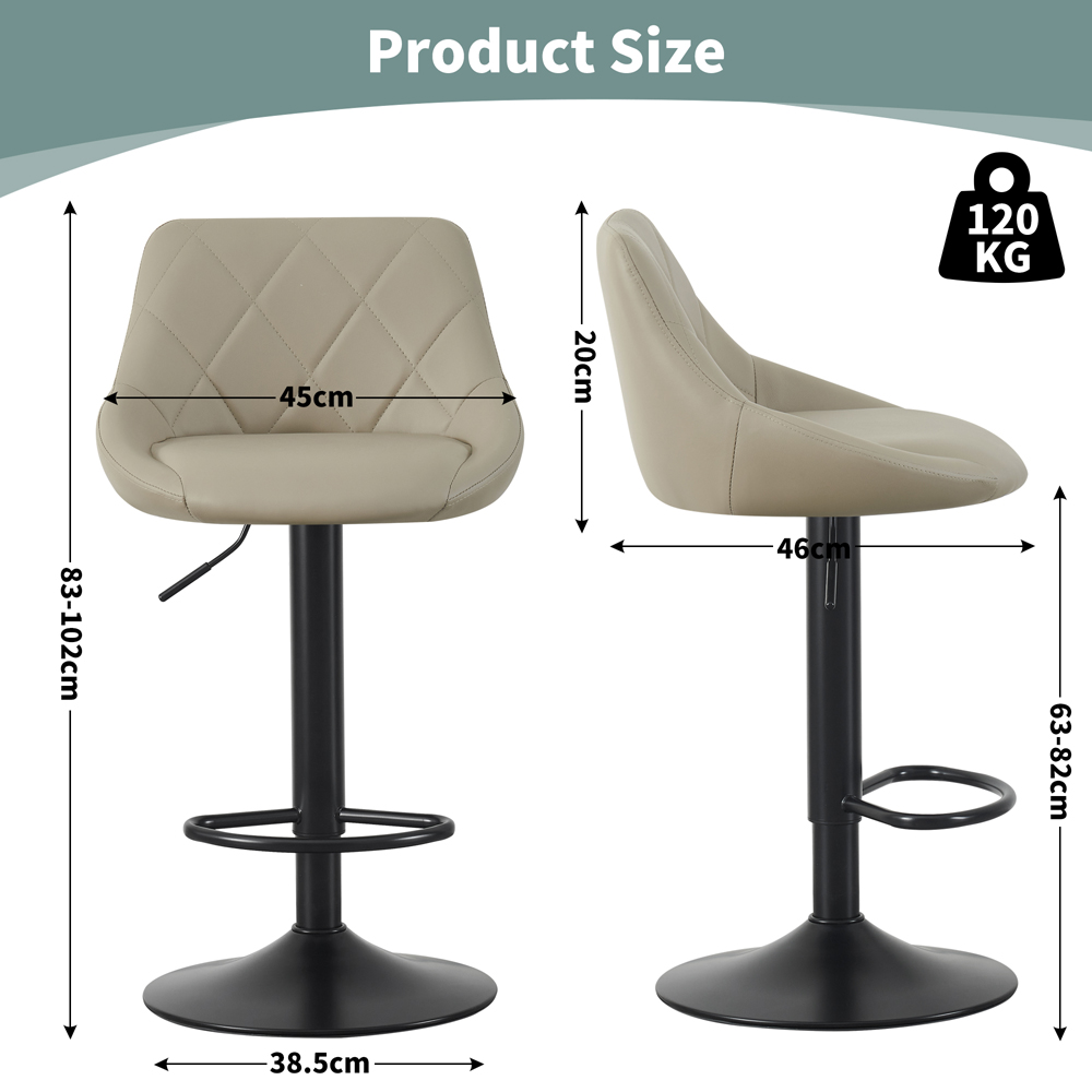 Stanley Brown Height Adjustable Kitchen Bar Stool with Footrest Set of 2 Image 5