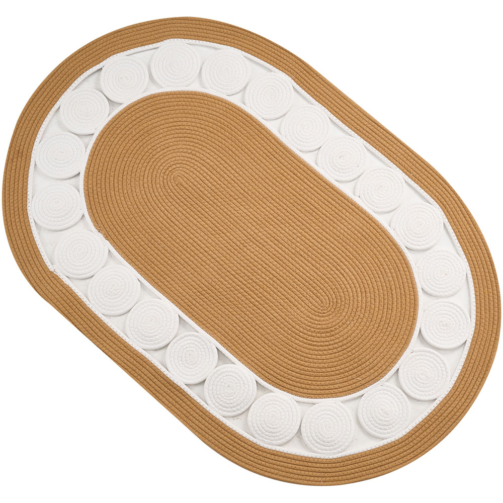 Living and Home Brown and White Braided Oval Rug 120 x 80cm Image 4