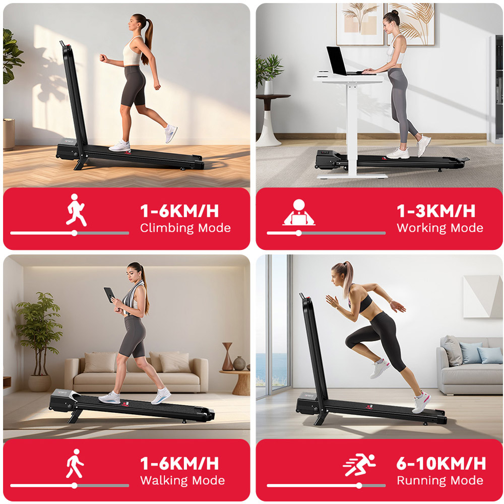 Rattrix Black Manual Incline Foldable Treadmill Image 3