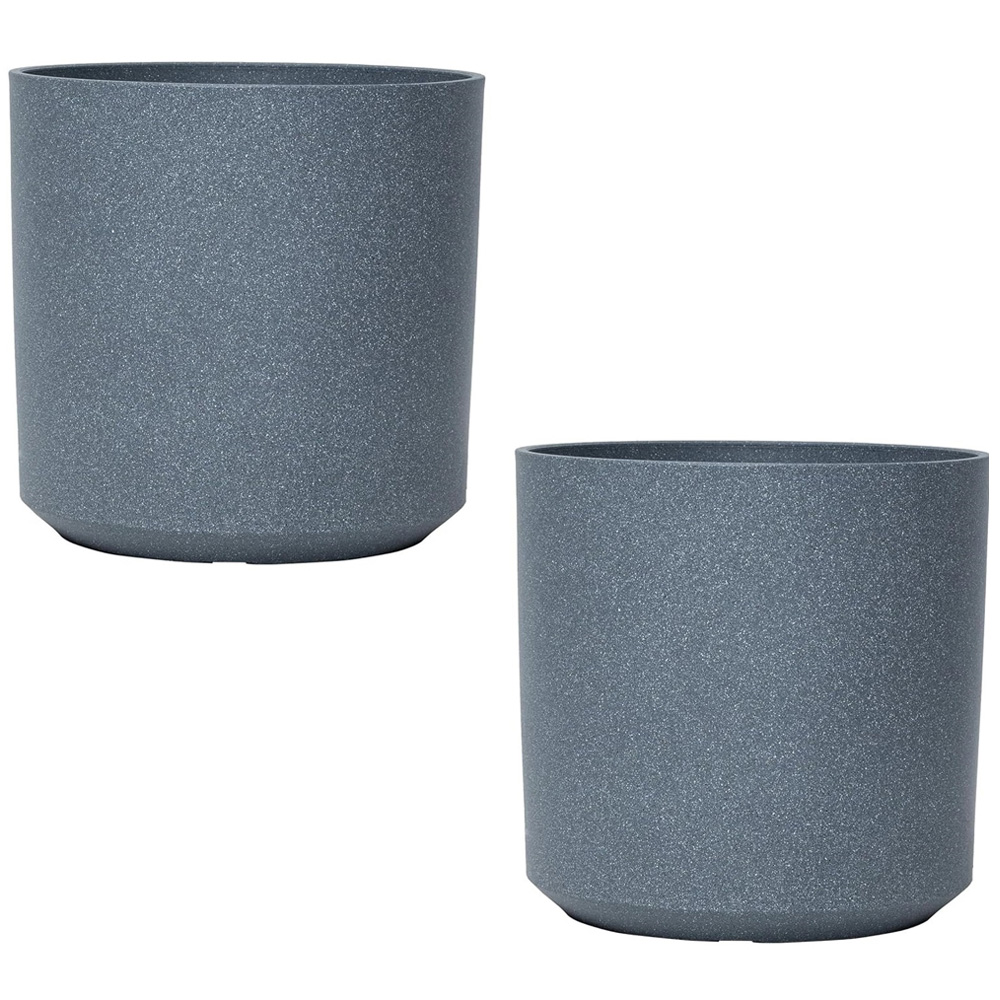 Garden Gear Grey Cylinder Planter 36cm 2 Pack Image 1