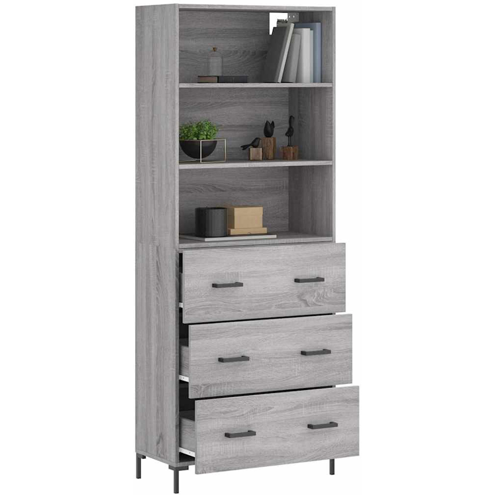 vidaXL 3 Drawer 3 Shelf Grey Sonoma Highboard Image 3