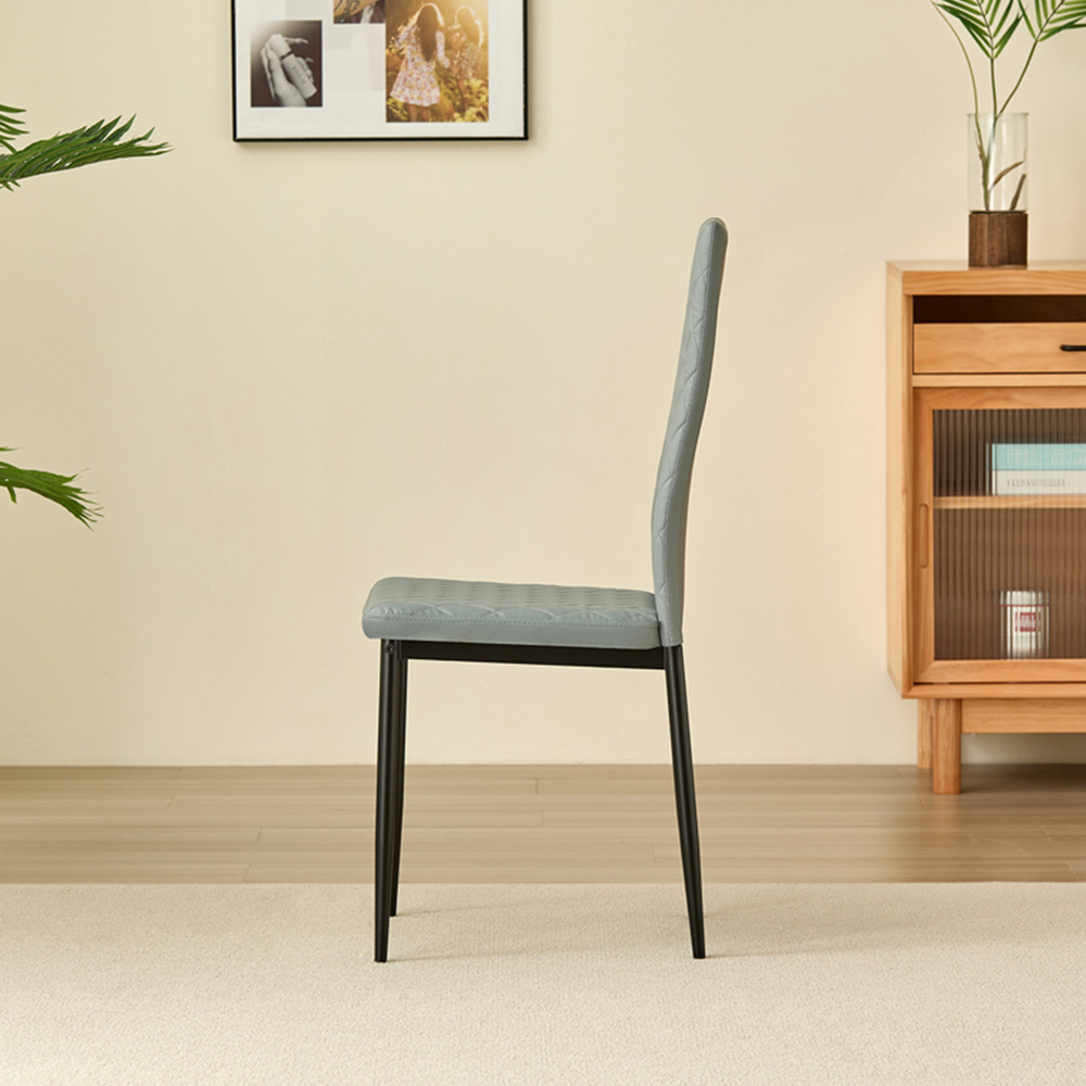 Indoor Living Emily Set of 4 Grey Leather Dining Chair Image 4