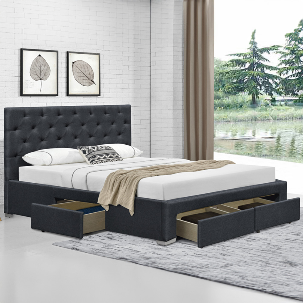 Brooklyn Grey Linen 3 Piece Bedroom Furniture Set Image 2