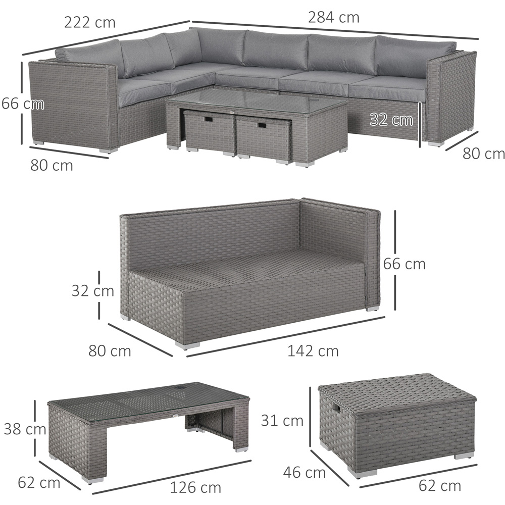 Outsunny 8 Seater Grey Rattan Sofa Lounge Set Image 7