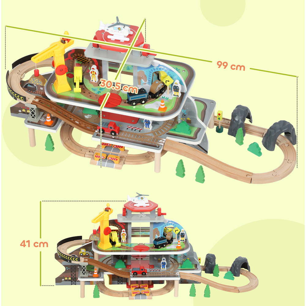 Tommy Toys AIYAPLAY 79 Piece Mine Themed Wooden Toy Train Set Image 9