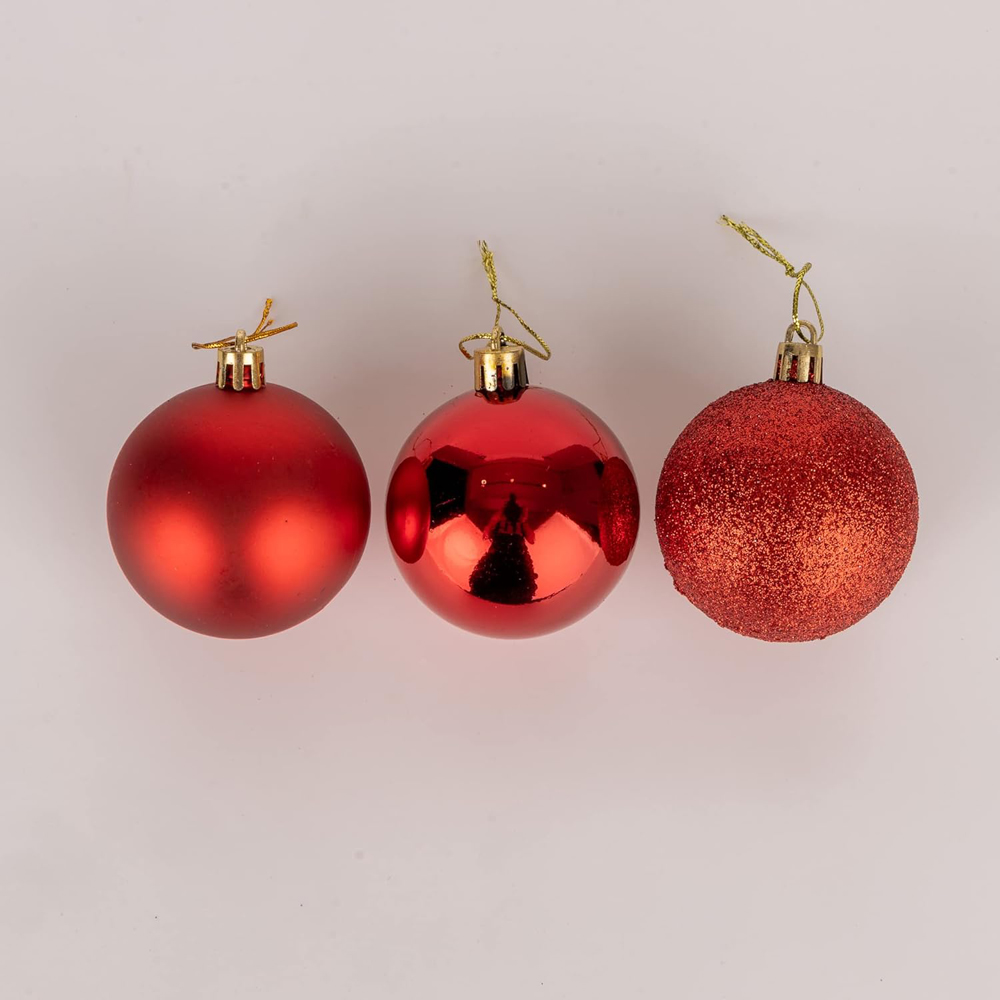 Shatchi 6cm Red Shatterproof Christmas Baubles 6 Pack Image 4