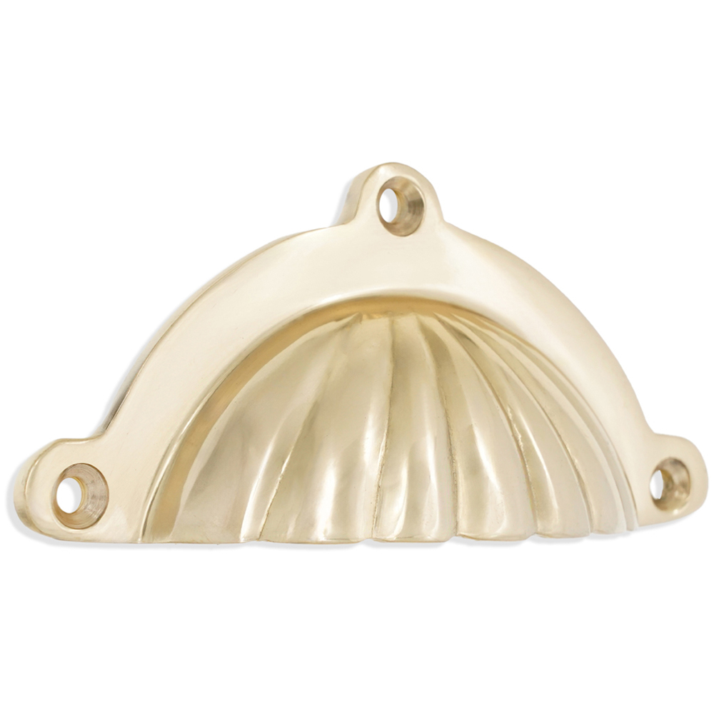 Spira Brass Shell Polished Brass Cup Pull Drawer Handle Image 1