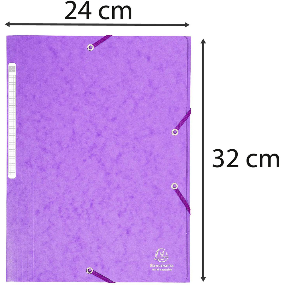 Exacompta A4 Purple 3 Flap Elastic Folder 25 Pack Image 6