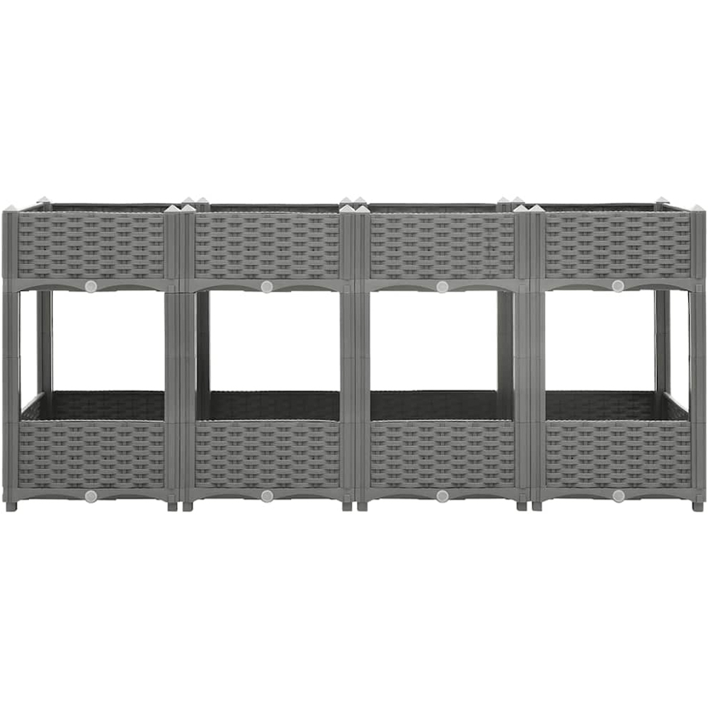 vidaXL Grey Plastic Rattan Raised Garden Bed 76 x 203 x 53cm Image 2