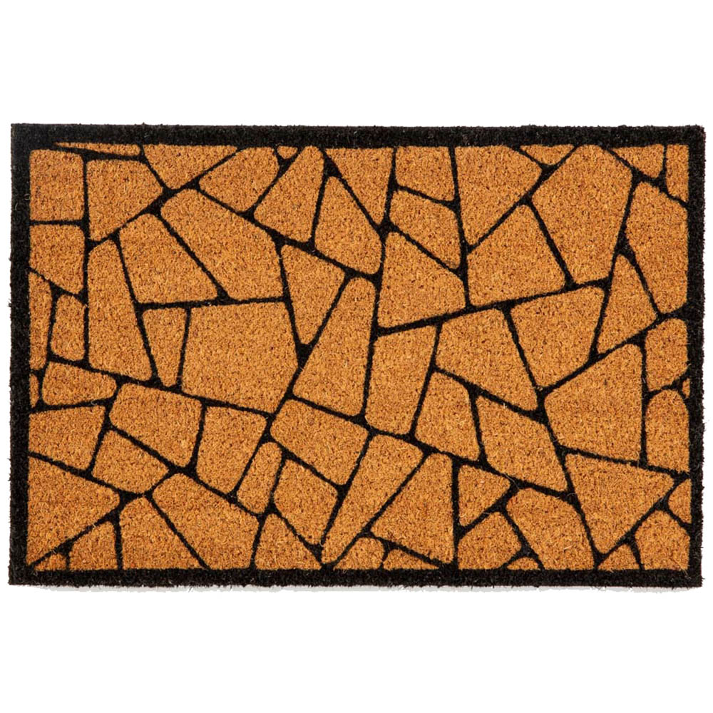 Astley Natural and Black Eggshell Coir Doormat 40 x 60cm Image 1