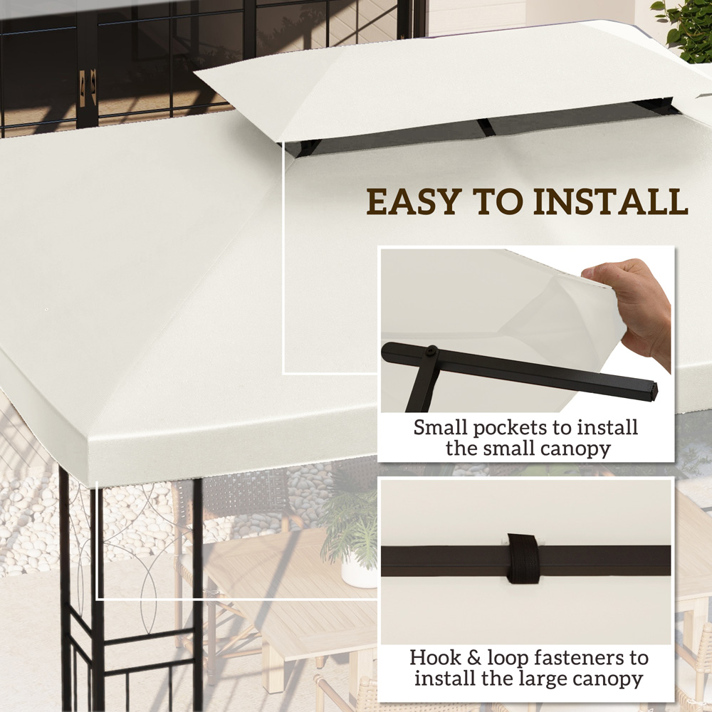 Outsunny 3 x 4m 2-Tier Cream Gazebo Canopy Replacement Cover Image 5