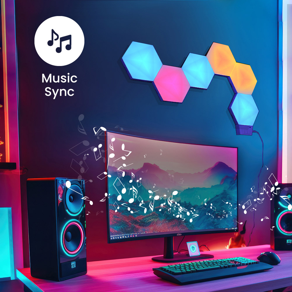 ValueLights Smart App-Control Music Sync Wall Gaming Hexagon Light Kit Image 5