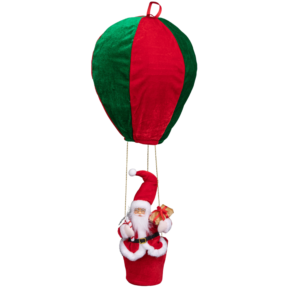 Samuel Alexander Red and Green Santa's Hot Air Balloon Hanging Christmas Decoration 80cm Image 1