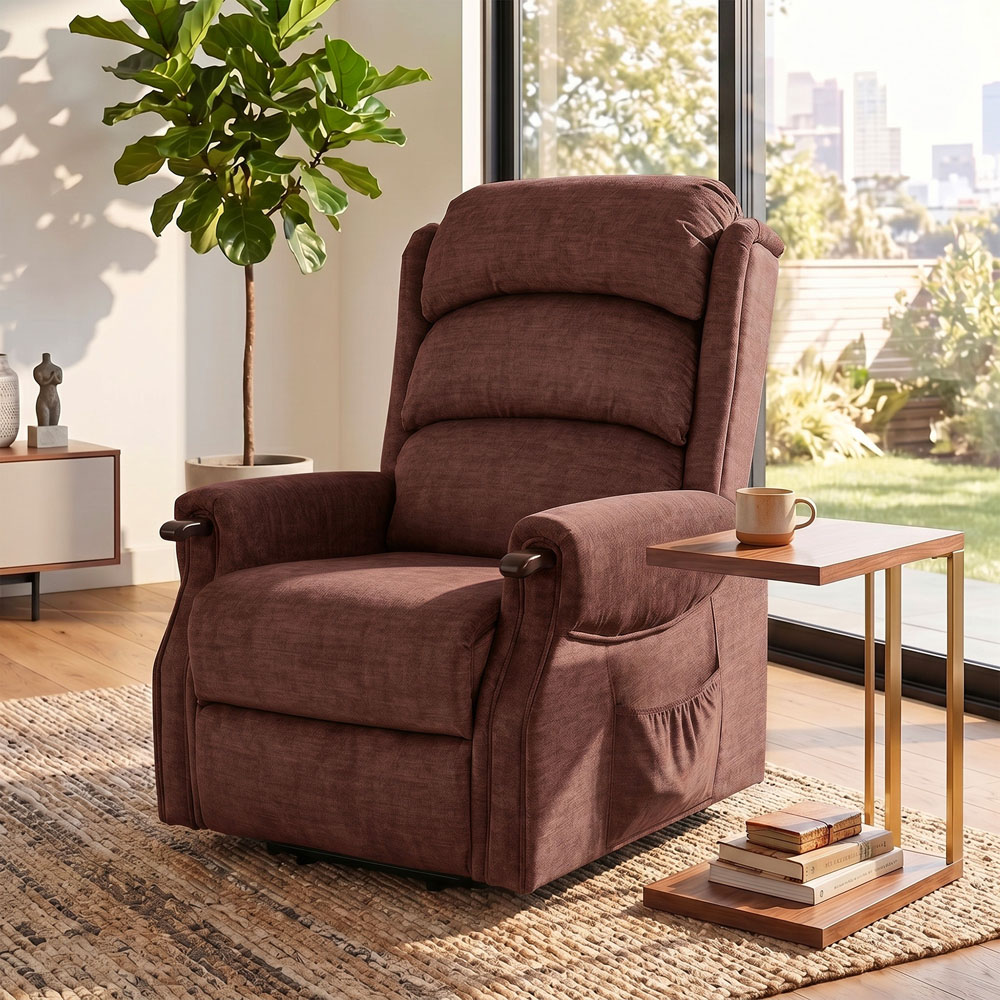 HOMCOM Brown Wooden Grip Vibration and Heat Power Lift Recliner Chair Image 3