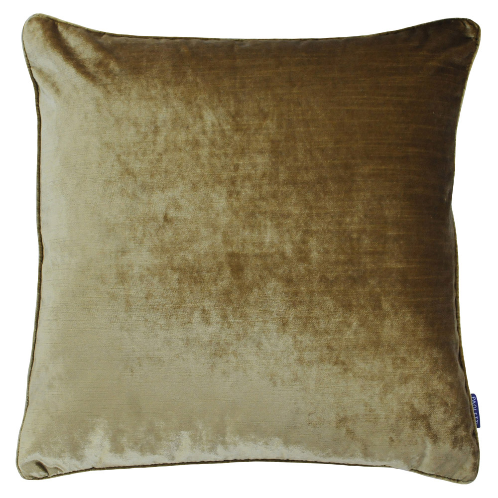 Paoletti Luxe Gold Velvet Piped Cushion Image 1