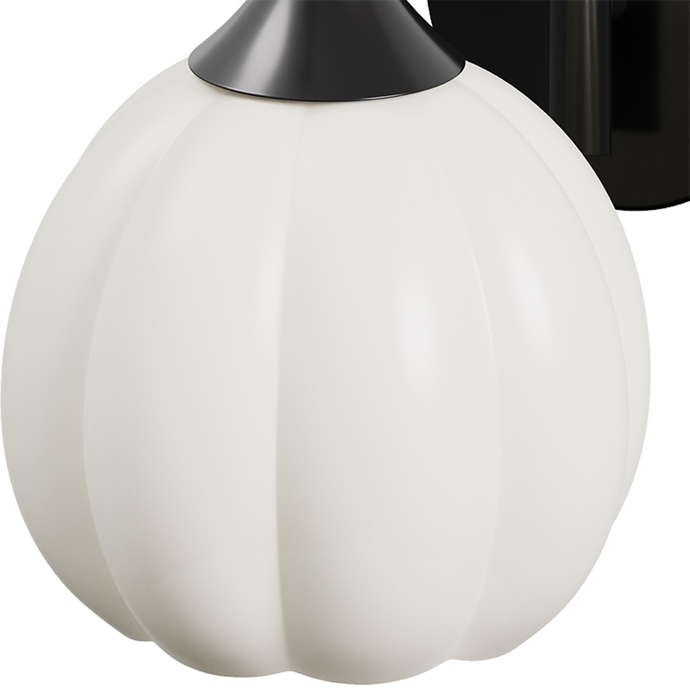 Living and Home Petal-Shaped White Glass Shade Black E27 Wall Lamp Image 4