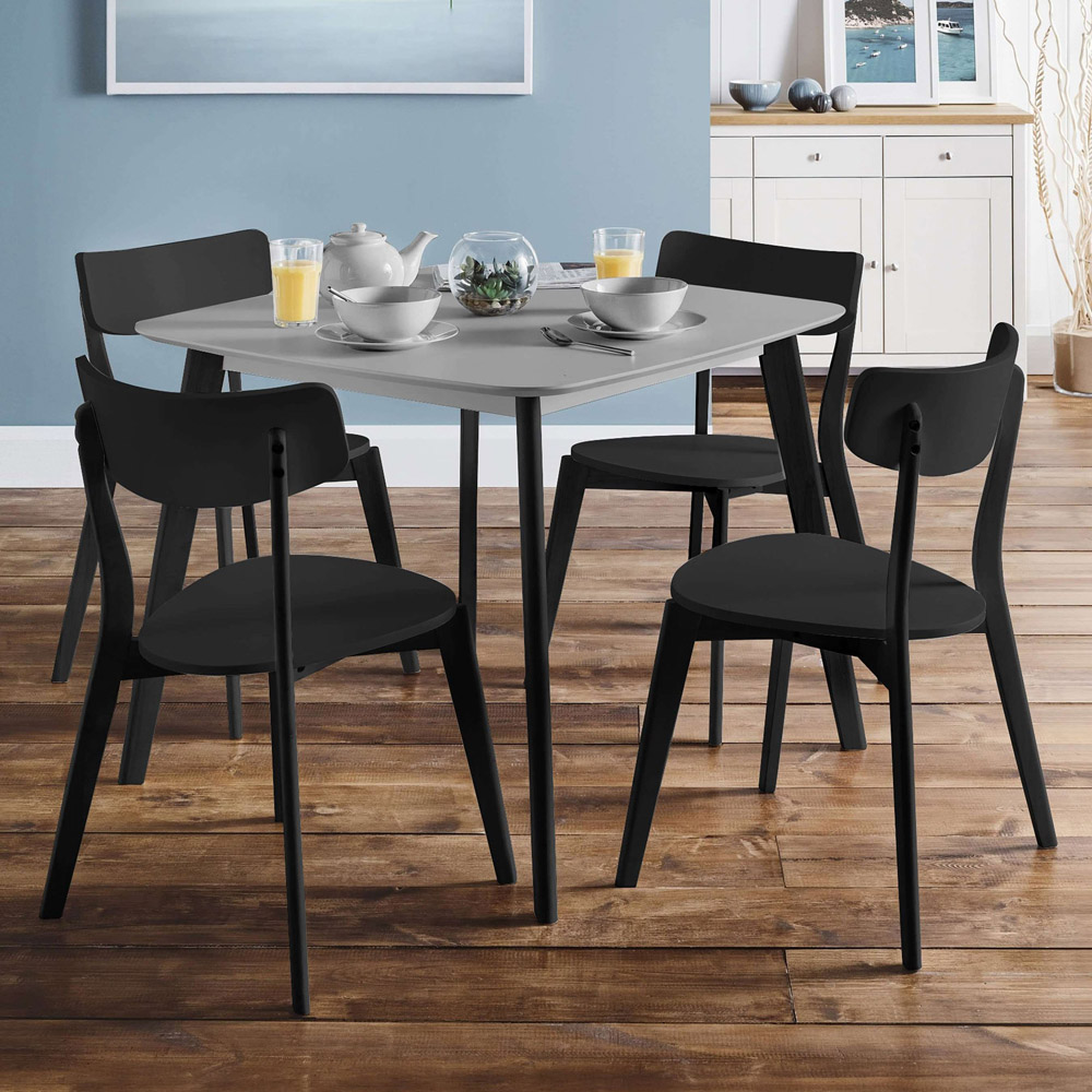 Julian Bowen Casa Set of 2 Black Solid Hardwood Dining Chair Image 7
