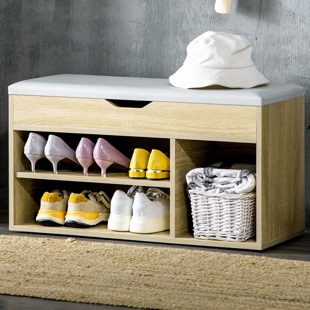 Portland Oak Shoe Cabinet Image 1