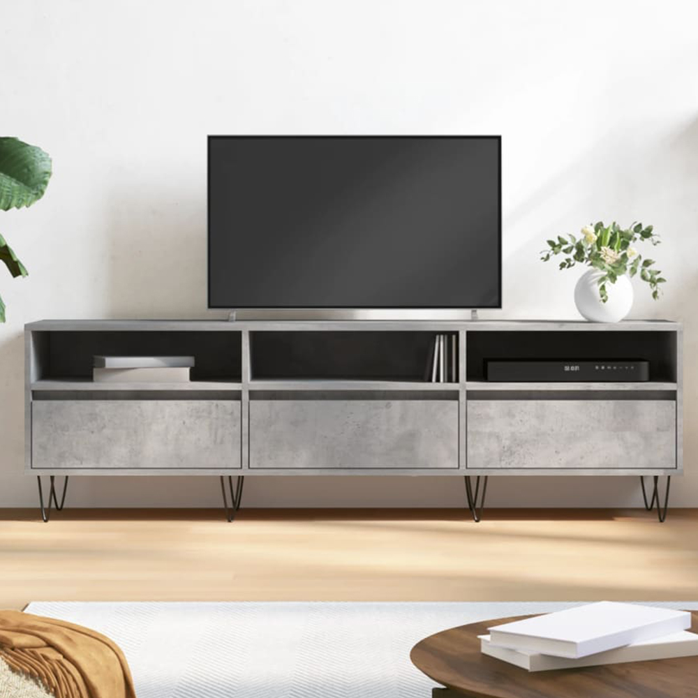 vidaXL 3 Drawer 3 Shelf Concrete Grey TV Cabinet Image 1
