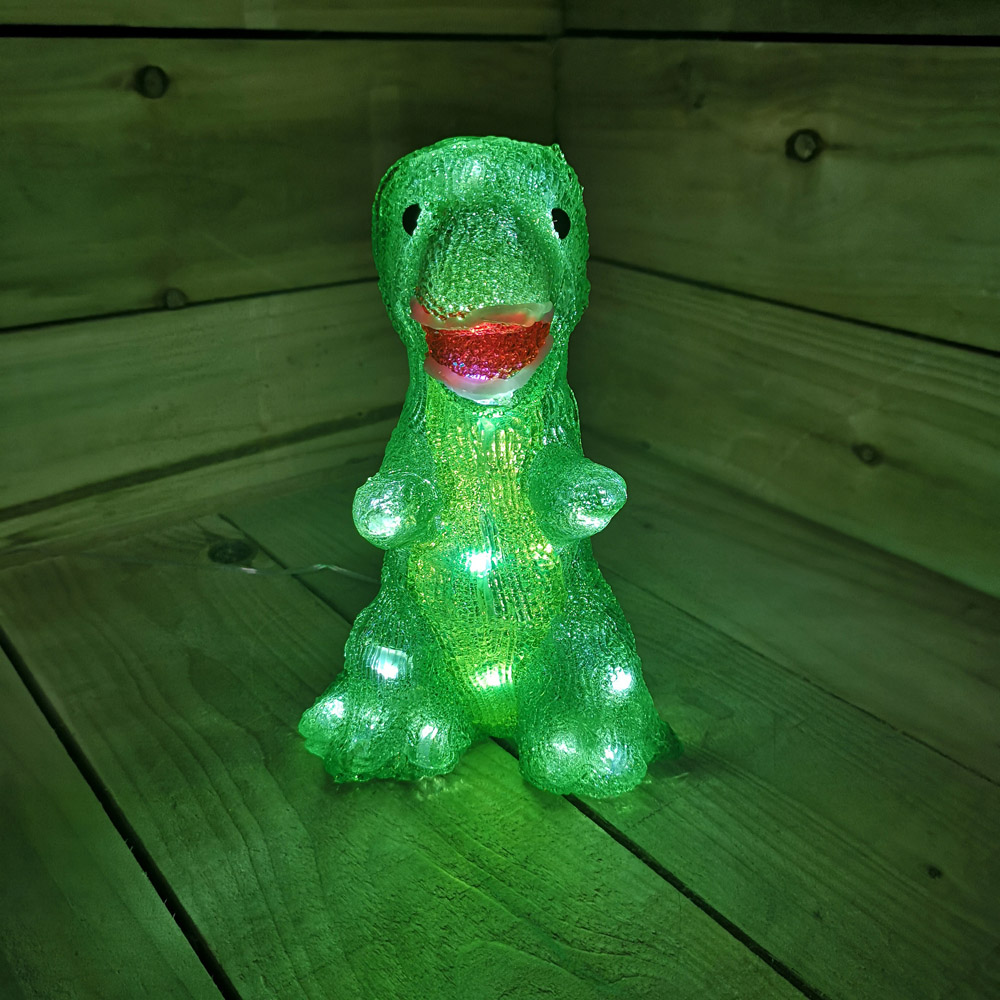 Samuel Alexander LED Acrylic Green Dinosaur Christmas Decoration 24.5cm Image 3