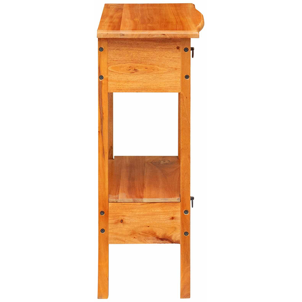 vidaXL 2 Drawer Single Shelf Natural Solid Mahogany Wood Console Table Image 6