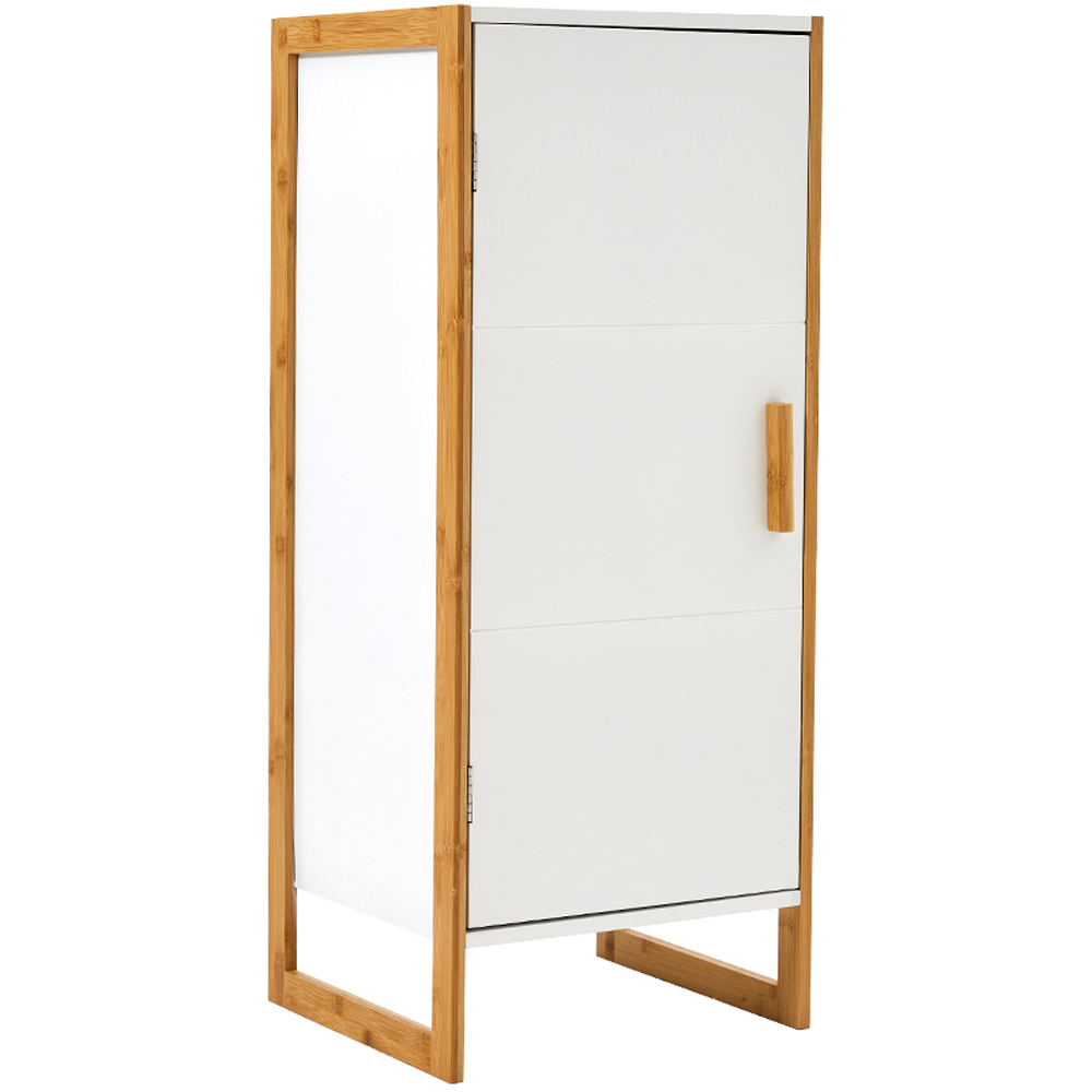 H&O Direct Single Door Modern Freestanding Bamboo Bathroom Cabinet Image 2