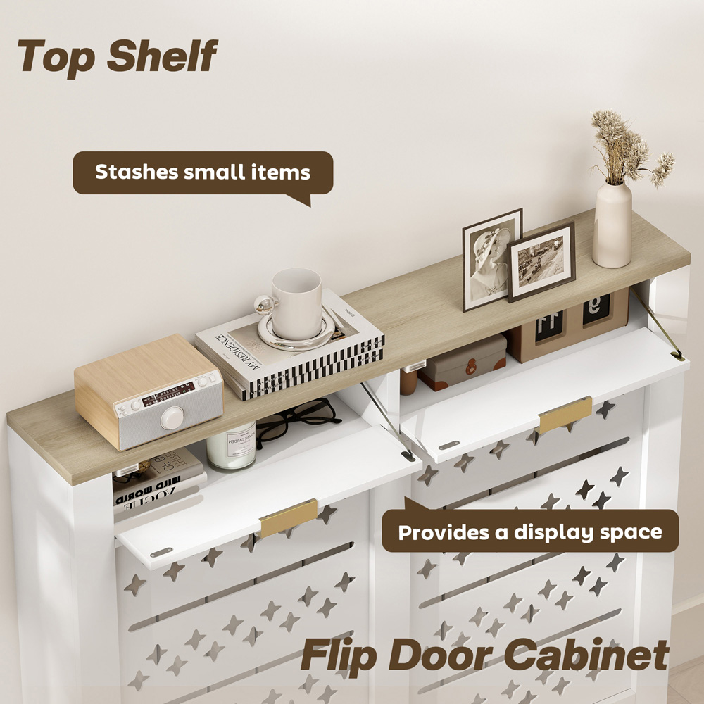 HOMCOM White Single Flip Shelf Heater Cover 108 x 19 x 95.5cm Image 8