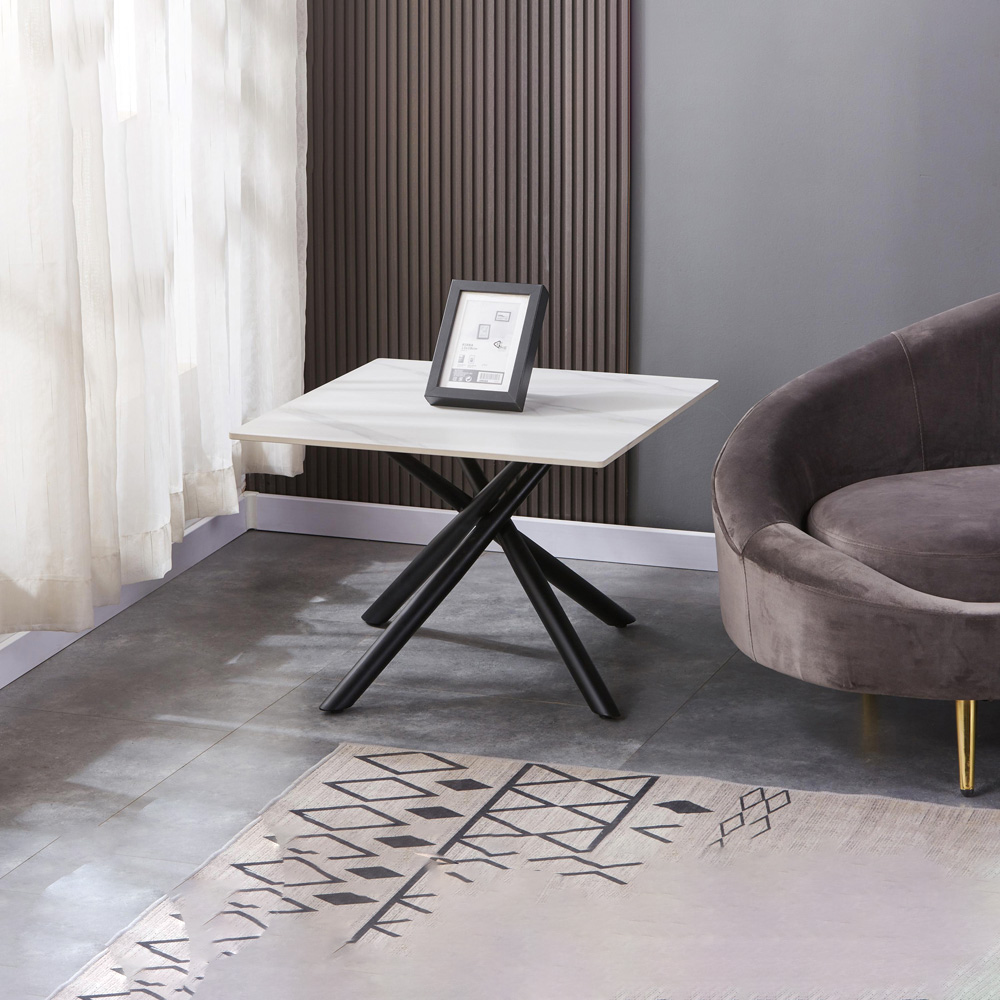 wilko Arlo White Wood Grain Ceramic End Table Image 8