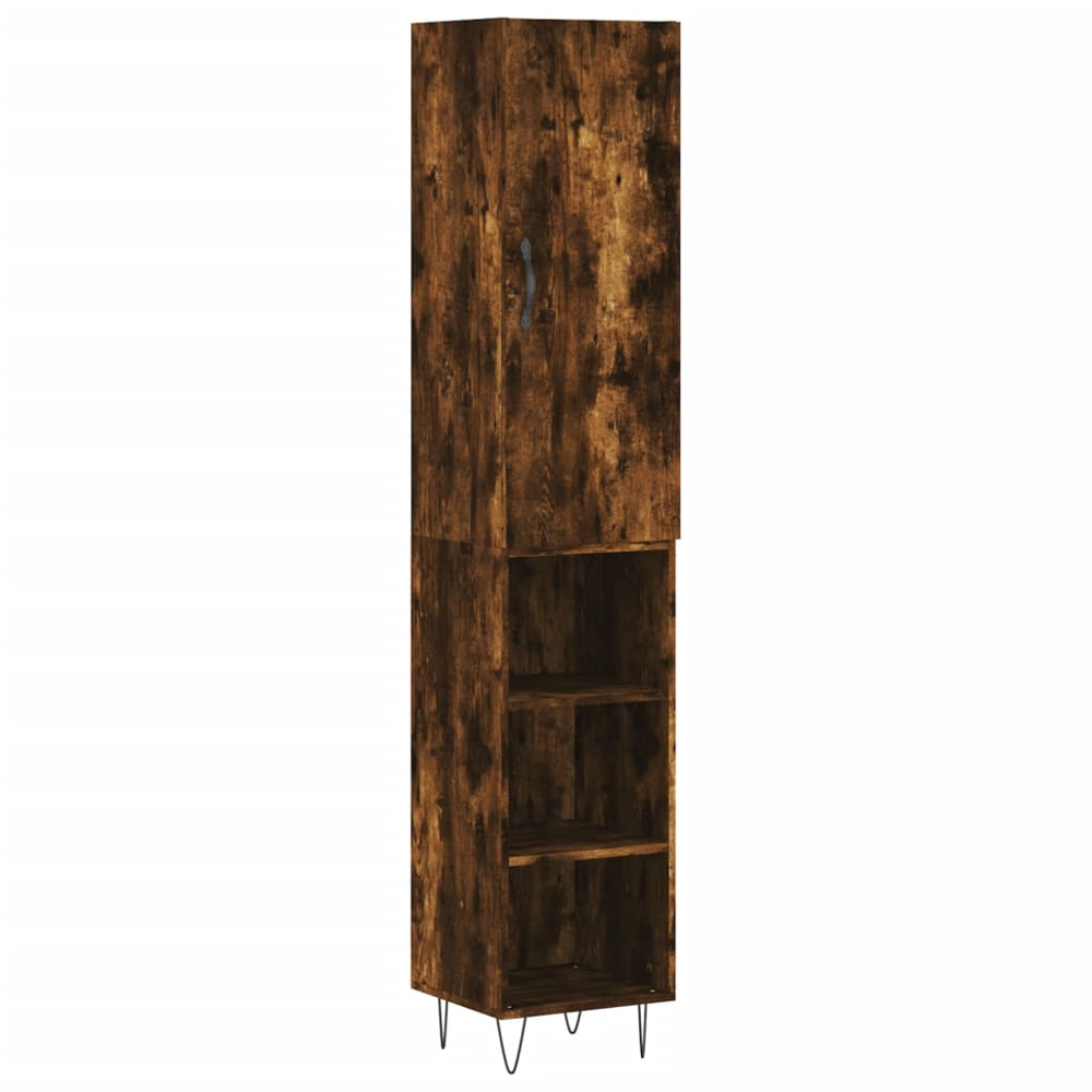 vidaXL Single Door 3 Shelf Smoked Oak Highboard Image 2