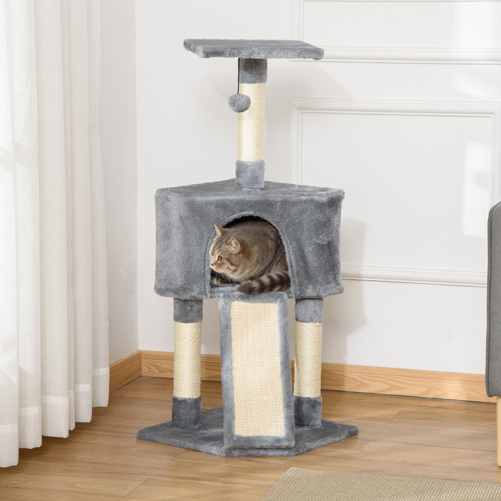 PawHut 98cm Grey Cat Activity Tree Image 6